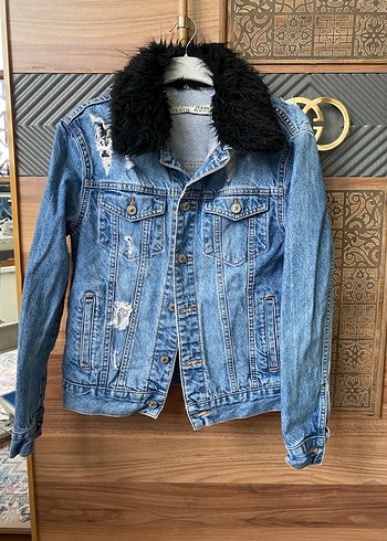 Kürk Detaylı Kadın Denim Ceket - Görsel 2