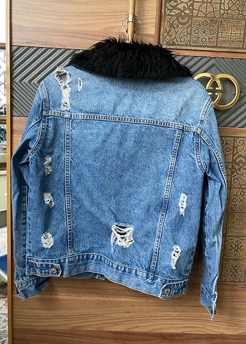 Kürk Detaylı Kadın Denim Ceket - Görsel 3