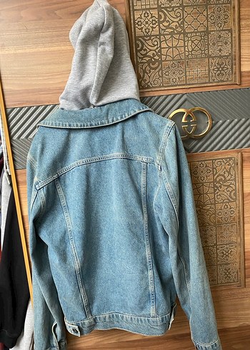 Gri Kapüşonlu Erkek Denim Ceket - Görsel 4