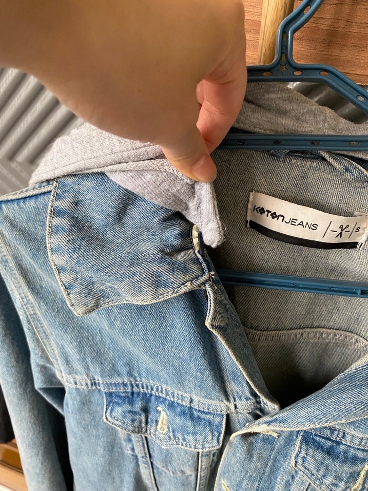 Gri Kapüşonlu Erkek Denim Ceket - Görsel 2