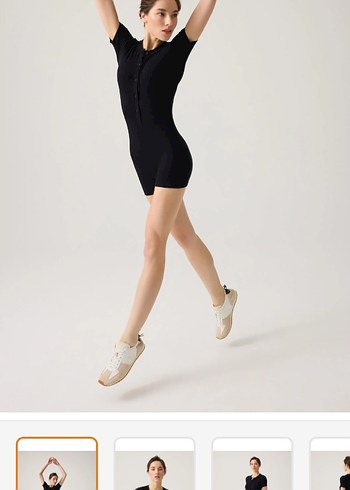 Düğmeli Siyah Kısa Tulum - Görsel 2