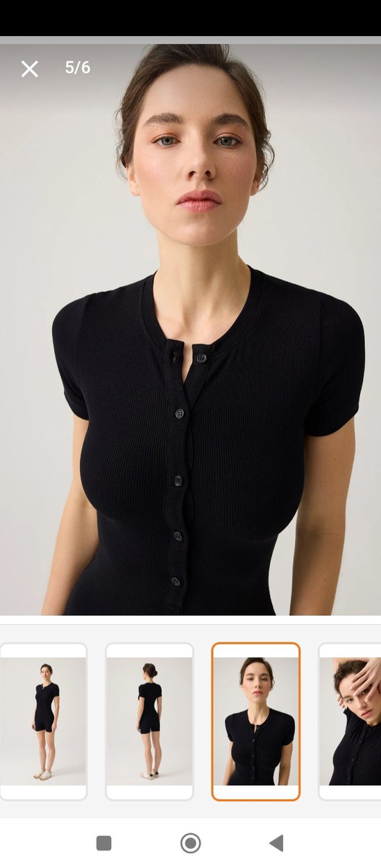 Düğmeli Siyah Kısa Tulum - Görsel 3