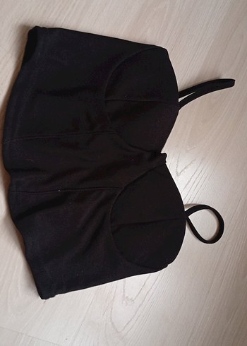 Siyah V Yaka Strappy Bustier - Görsel 2