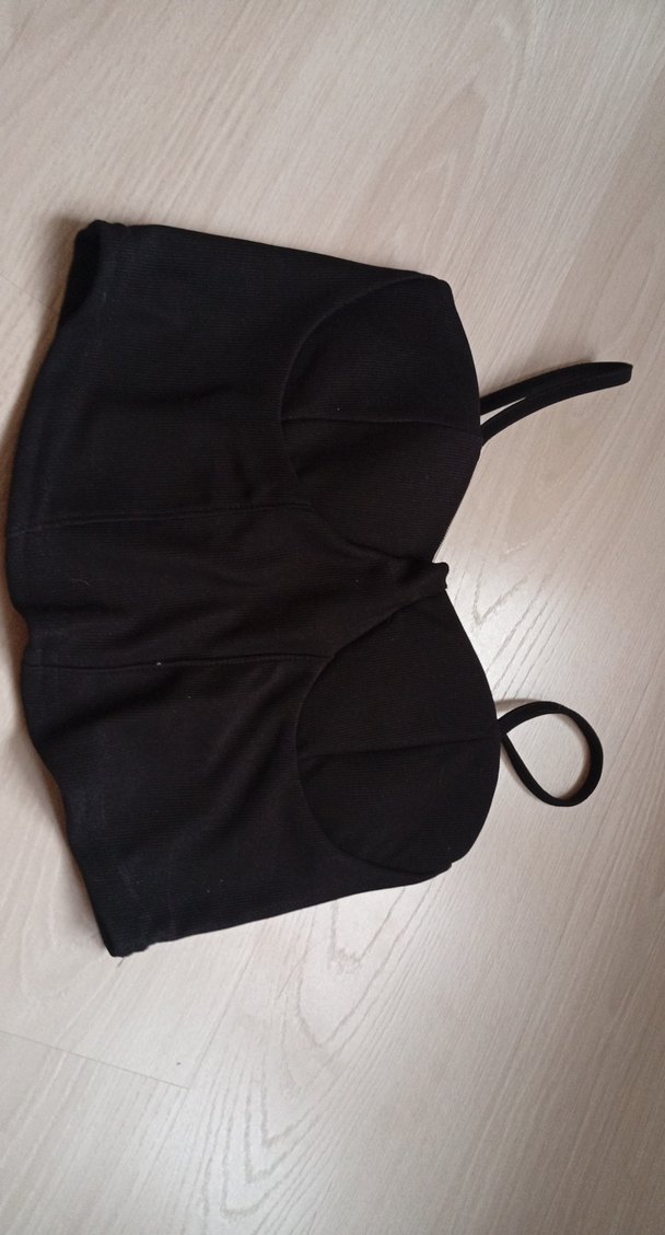 Siyah V Yaka Strappy Bustier - Görsel 2