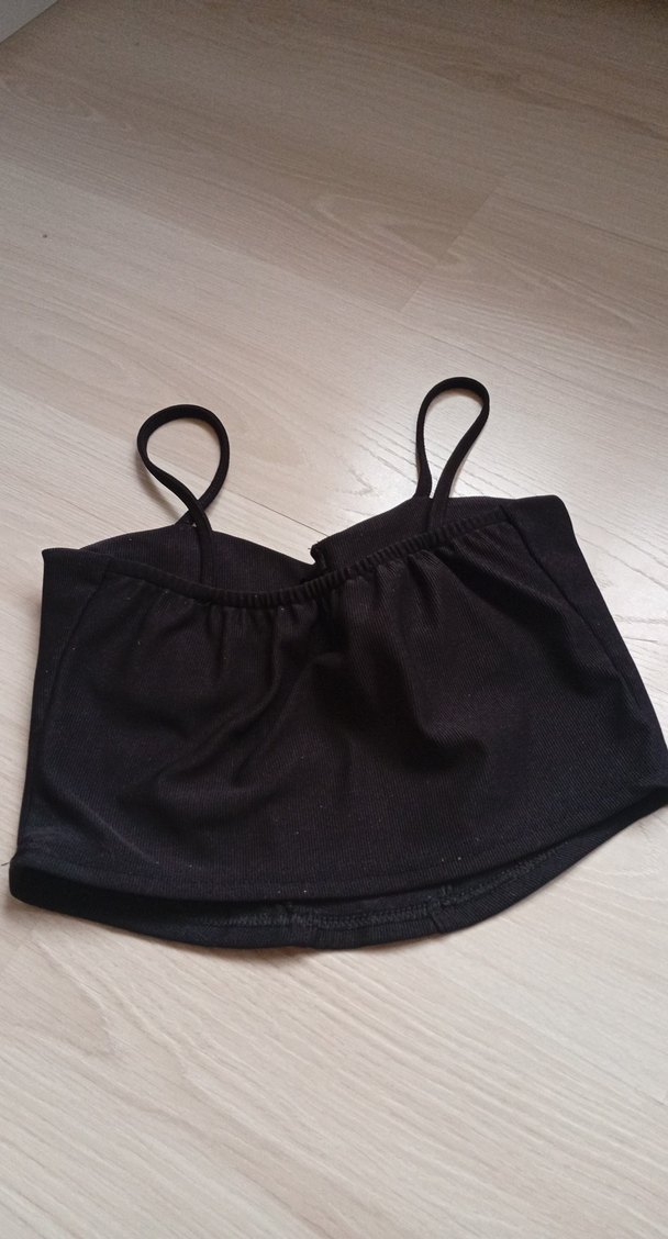 Siyah V Yaka Strappy Bustier - Görsel 3