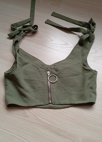 Kadın Keten Mini Bağcıklı Büstiyer - Görsel 5