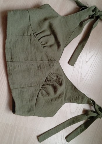 Kadın Keten Mini Bağcıklı Büstiyer - Görsel 3