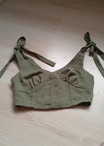 Kadın Keten Mini Bağcıklı Büstiyer - Görsel 2