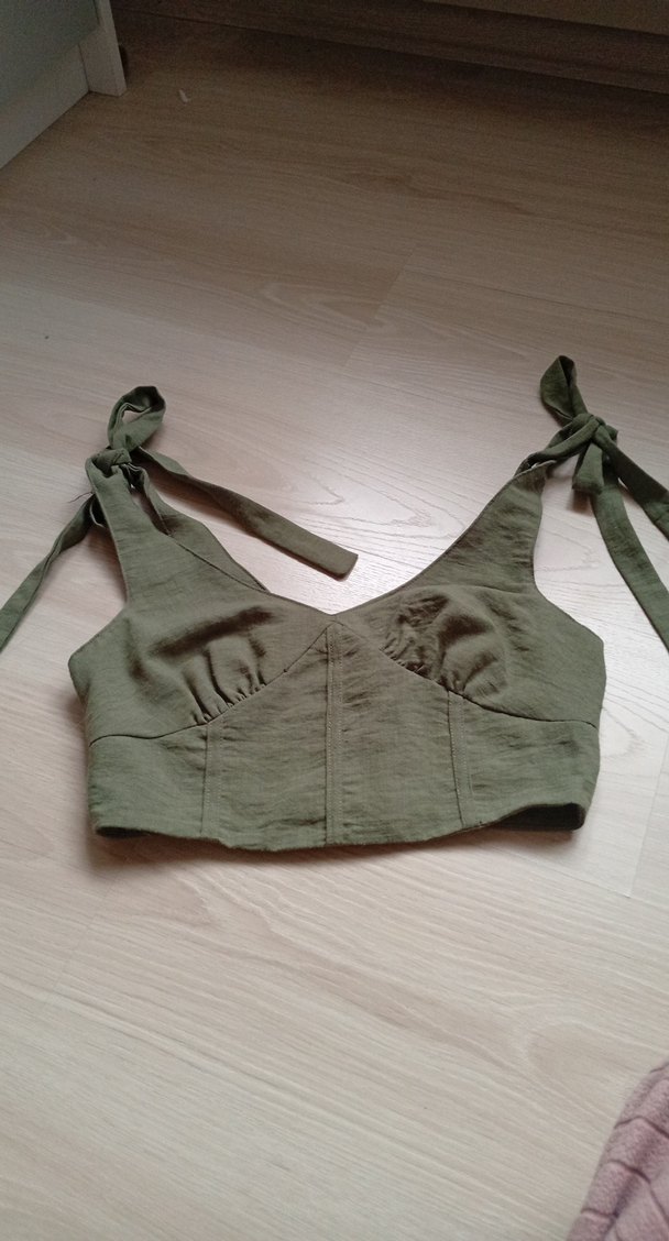 Kadın Keten Mini Bağcıklı Büstiyer - Görsel 2