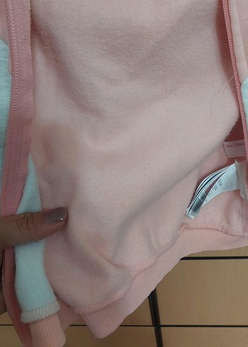 Kız Çocuk Kapüşonlu Fermuarlı Hırka - Görsel 4