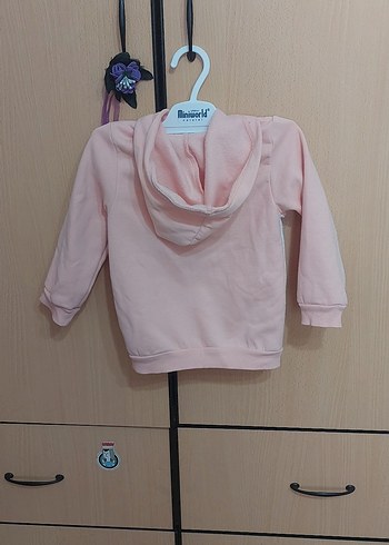 Kız Çocuk Kapüşonlu Fermuarlı Hırka - Görsel 2