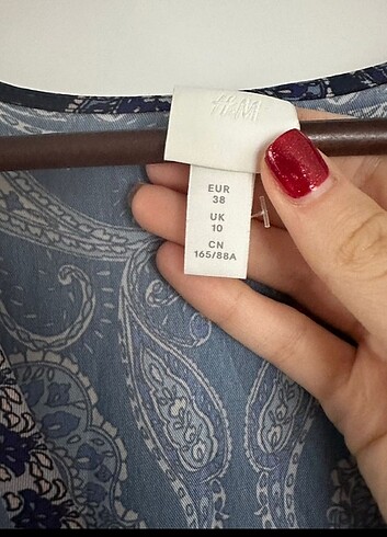 H&M HM Saten Desenli Pileli Elbise