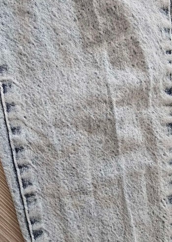 42 Beden Gri Düğmeli Bol Kesim Kadın Denim Pantolon