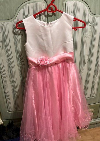 Pembe Kız Çocuk Pilili Straplez Elbise
