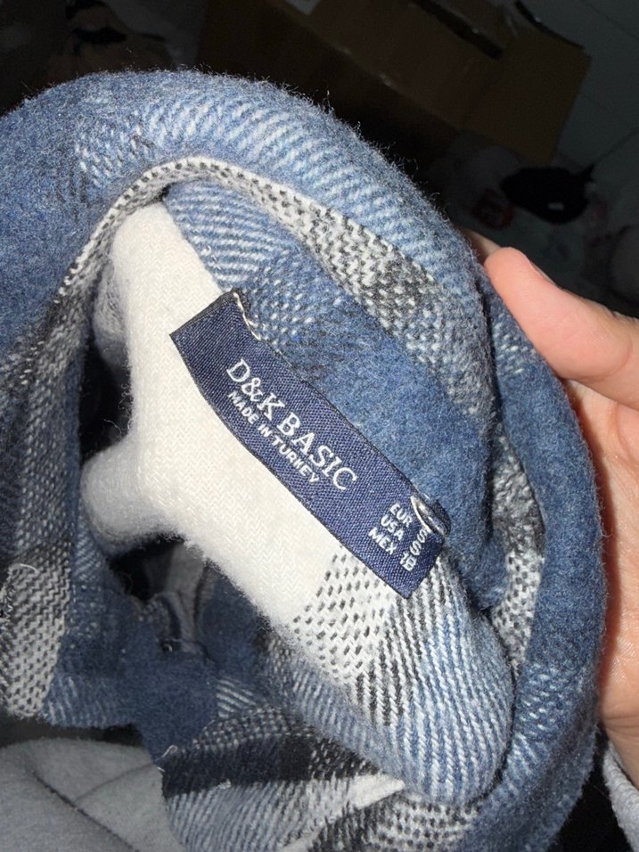 Düğmeli Gri Kareli Uzun Kollu Kadın Gömlek - Görsel 3