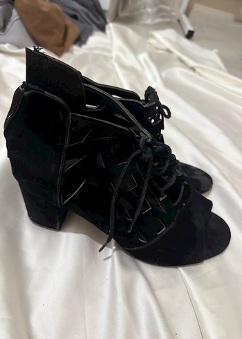 40 Beden siyah Renk Siyah Bağcıklı Gotik Stiletto Topuklu Ayakkabı