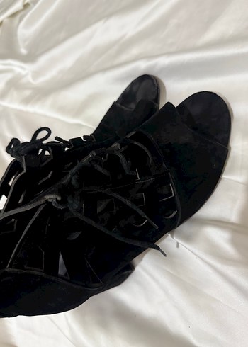 Diğer Siyah Bağcıklı Gotik Stiletto Topuklu Ayakkabı