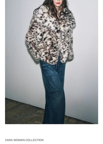 Leopar Desenli Gri Kadın Suni Kürk Ceket - Görsel 2