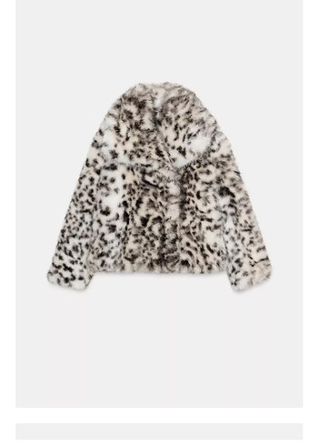 Leopar Desenli Gri Kadın Suni Kürk Ceket - Görsel 6