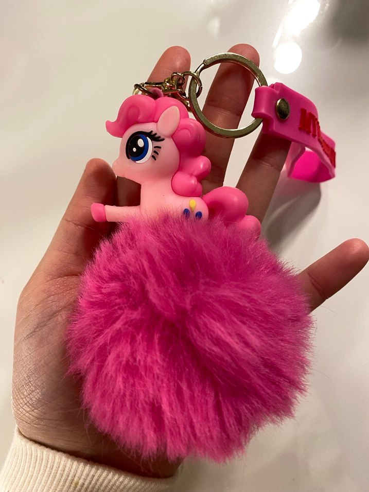 Pembe Ponny Püsküllü Anahtarlık - Görsel 3