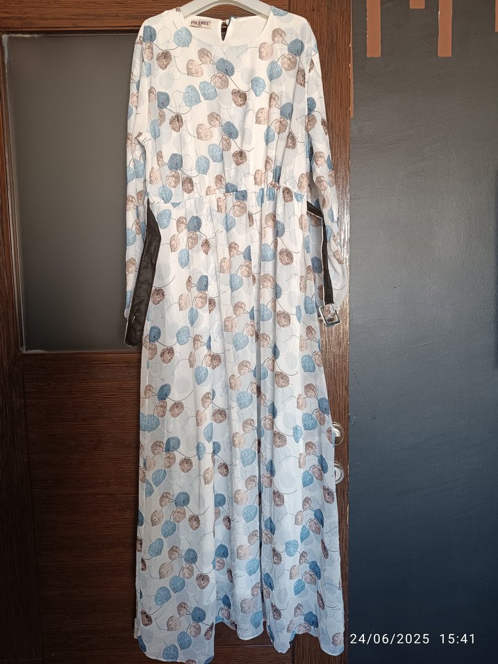 şifon uzun elbise - Görsel 2