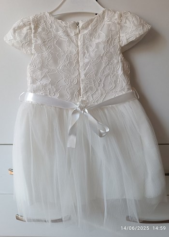 Kız Çocuk Beyaz Midi Dantel Elbise - Görsel 2