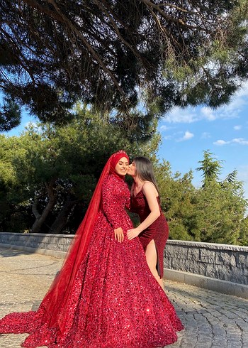38 Beden Bordo Askılı Elbise