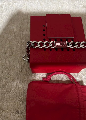 Diesel Erkek Kırmızı Çelik Zincir Bileklik - Görsel 5