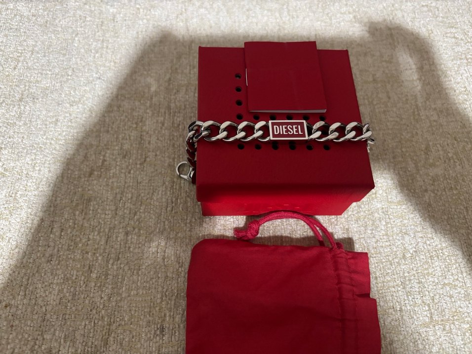 Diesel Erkek Kırmızı Çelik Zincir Bileklik - Görsel 5
