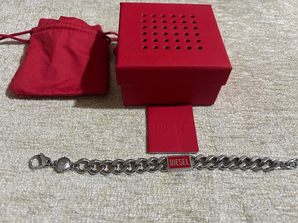 Diesel Erkek Kırmızı Çelik Zincir Bileklik - Görsel 3
