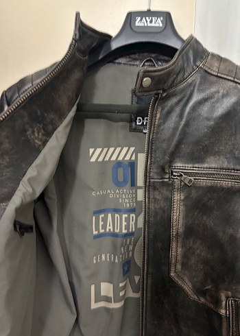 Derimod Kahverengi Deri Biker Ceket - Görsel 3