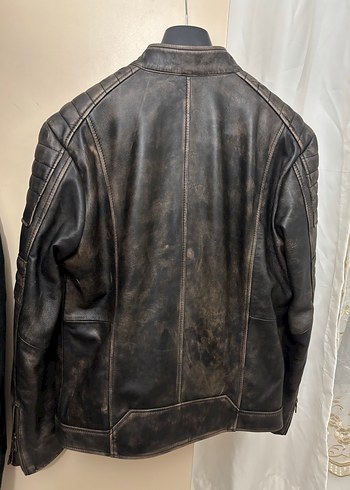 Derimod Kahverengi Deri Biker Ceket - Görsel 2