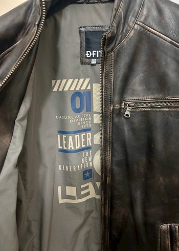 Derimod Yeni Sıfır Kahverengi Deri Biker Ceket - Görsel 5