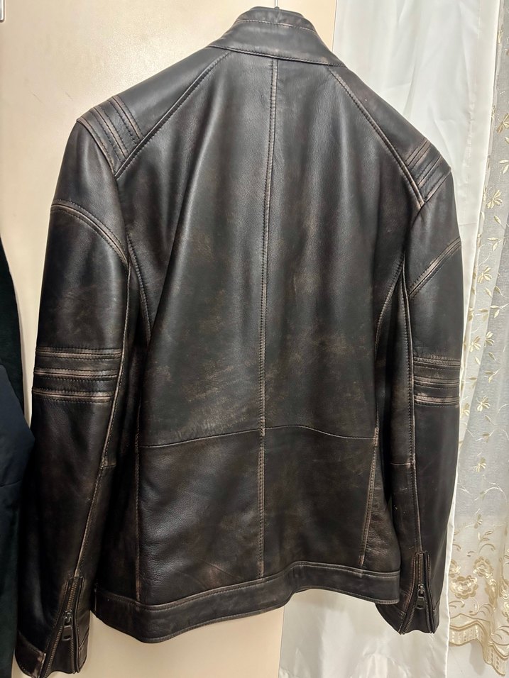 Derimod Yeni Sıfır Kahverengi Deri Biker Ceket - Görsel 2