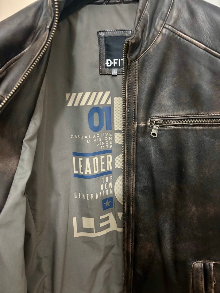 Derimod Yeni Sıfır Kahverengi Deri Biker Ceket - Görsel 5