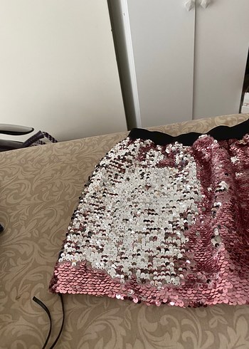5 Yaş Beden pembe Renk Pembe Payetli Nakışlı Kız Çocuk Etek