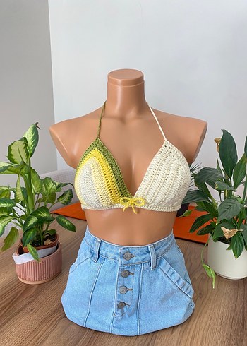 m Beden Bohem Sarı Bağlamalı Mini Bralet