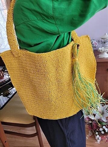 Mango Örgü hasır çanta