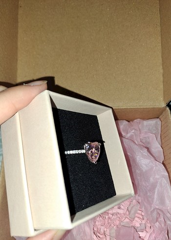 Pandora Pembe Payetli 925 Ayar Kalp Kadın Yüzük