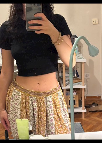Pull and Bear Payetli Gold Midi Bohem Etek