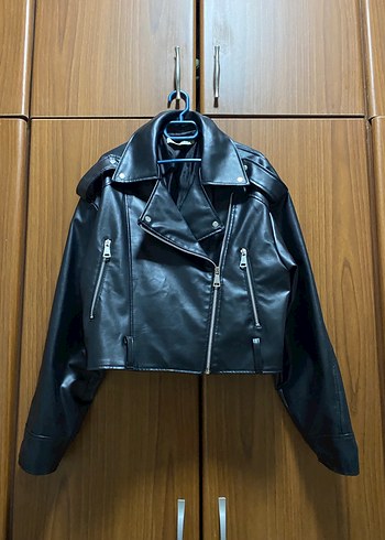 Siyah Deri Biker Ceket - Görsel 2