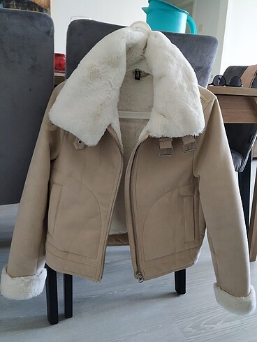 Kürklü biker mont