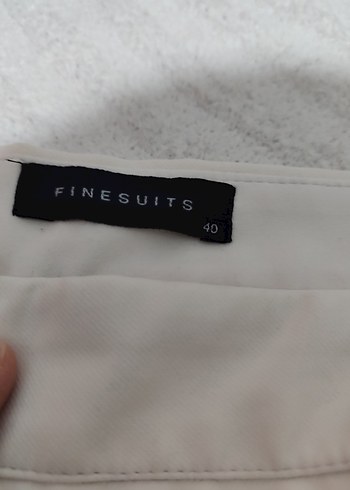 Düğmeli Beyaz Kumaş Kadın Pantolon - Görsel 2