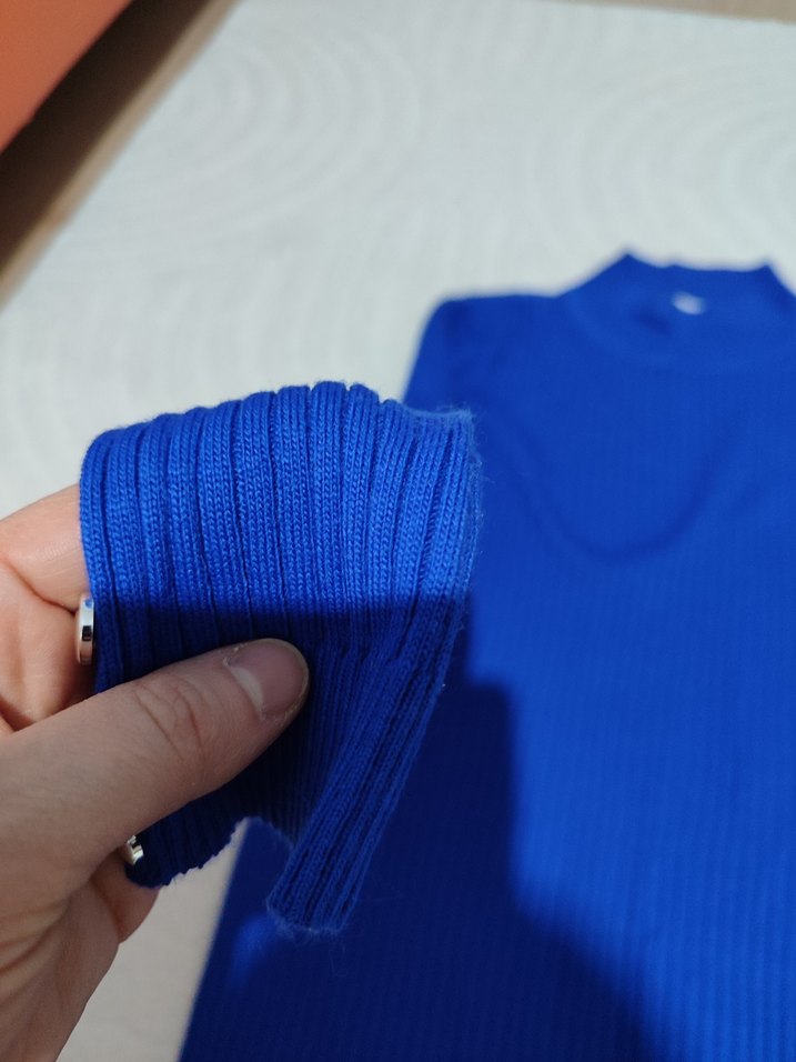 Düğmeli Mavi Boğazlı Kadın Kazak - Görsel 3