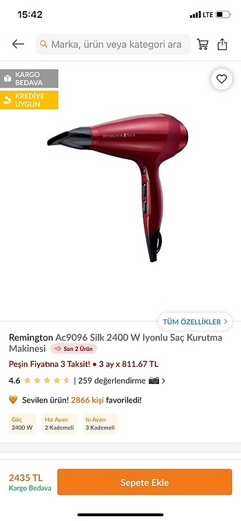 remington saç kurutma makinesi