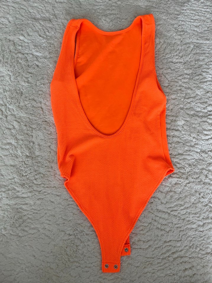 Turuncu, Kolsuz, Sıkı Oturan Kadın Mayo - Görsel 2