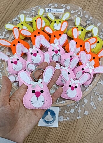 Diğer Anahtarlık keçe tavşan pembe sarı turuncu