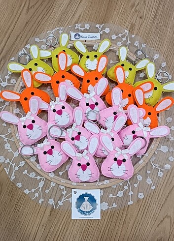 Anahtarlık keçe tavşan pembe sarı turuncu