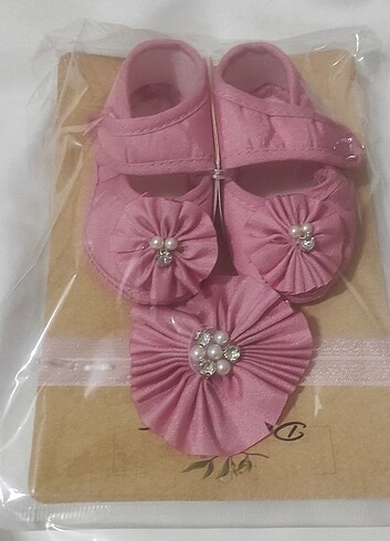 Yenidoğan bebek patik bandana set