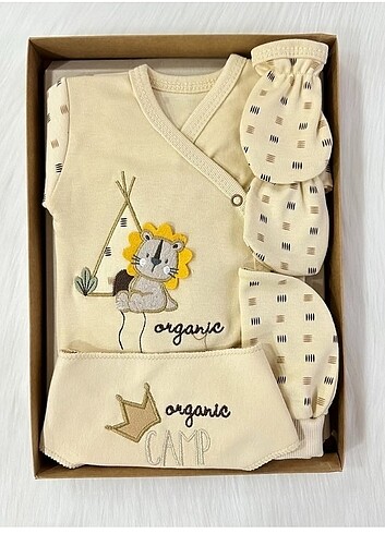 Organik kumaş hastane çıkışı 5 li set